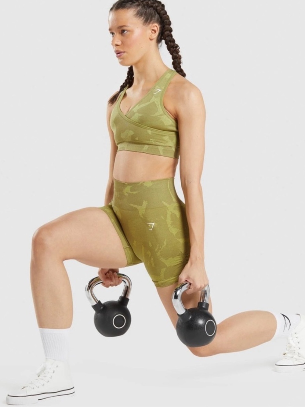 Gymshark seamless high-waist olive green workout shorts 🍃🐢 - Picture 2 of 8